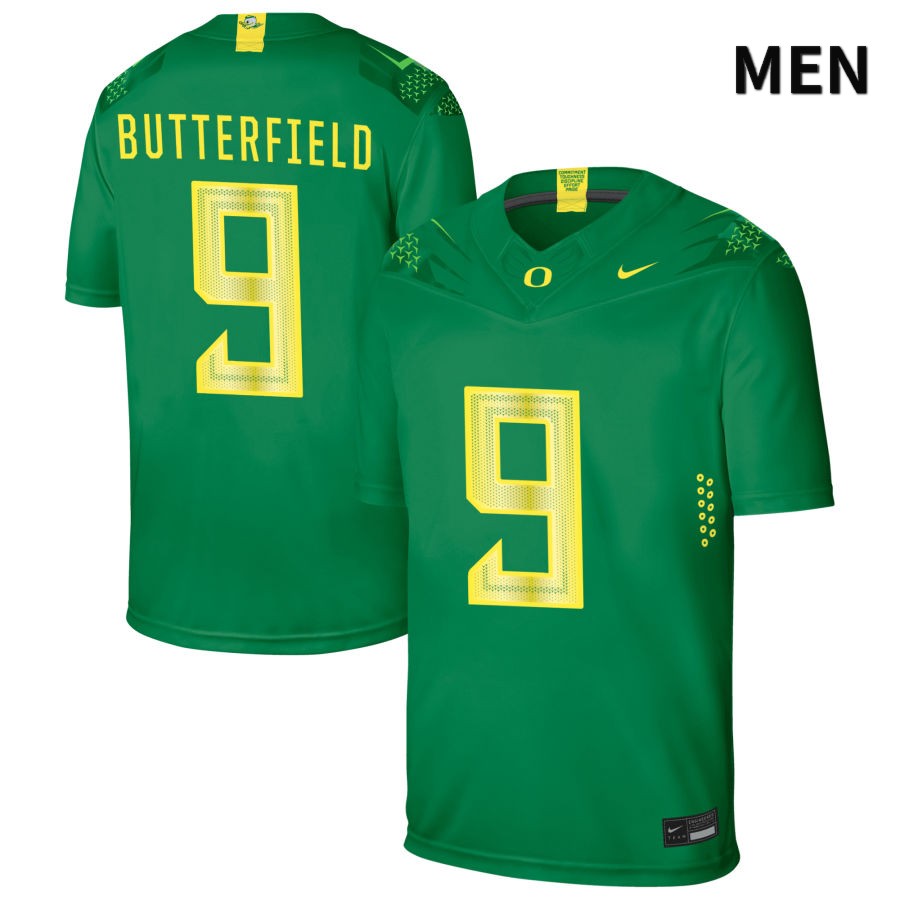 Oregon Ducks Men's #9 Jay Butterfield Football College Authentic Green NIL 2022 Nike Jersey STJ57O4H